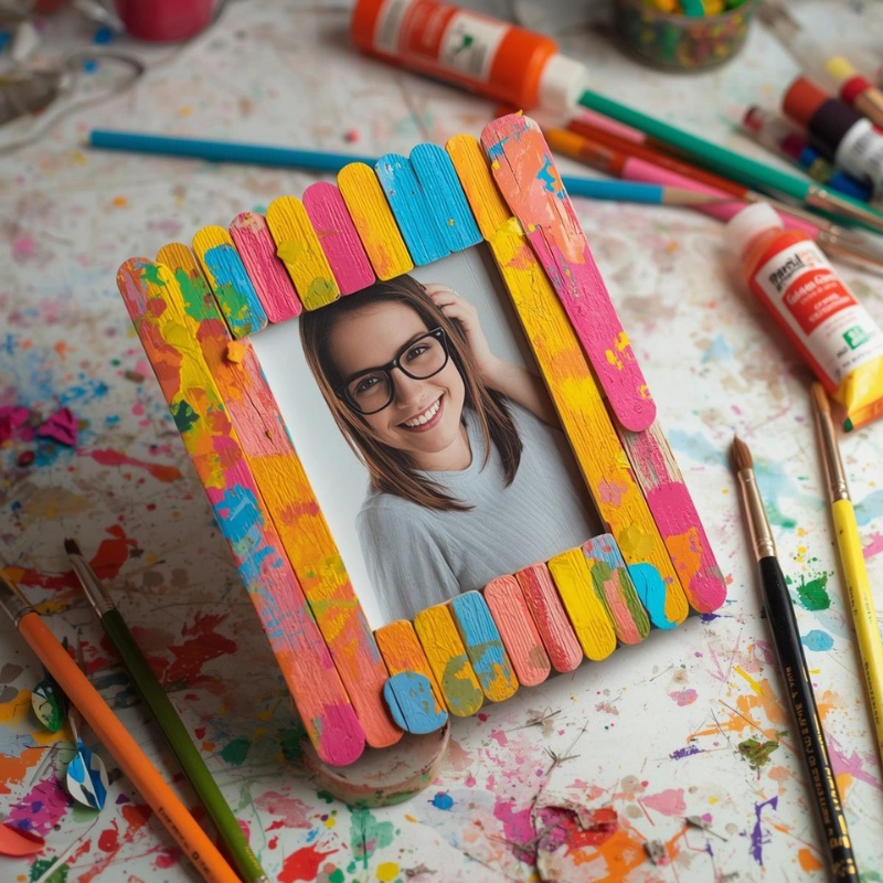 popsicle stick photo frame craft easy crafts to do at home