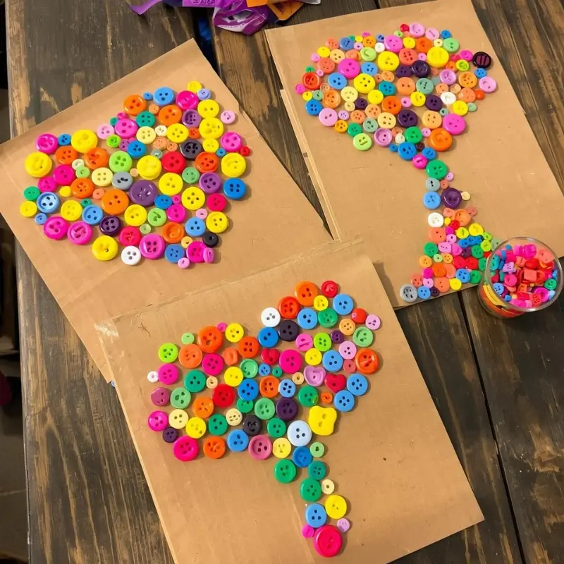 colorful button art craft project for kids