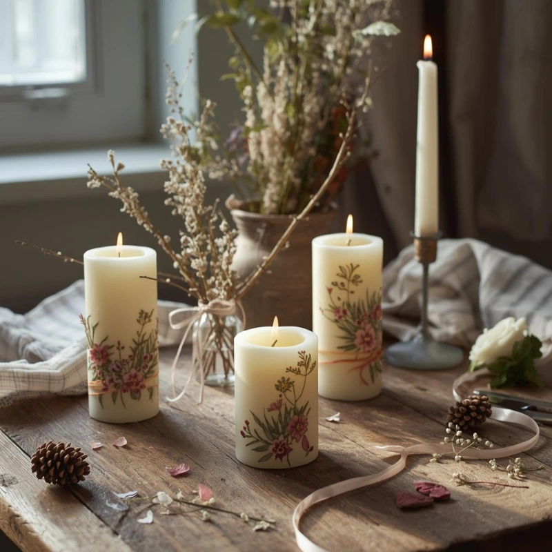 DIY decorated candle craft easy crafts to do at home