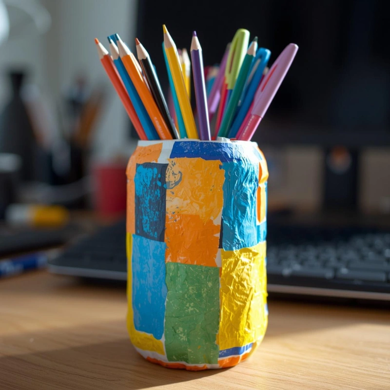 recycled bottle pen holder craft easy crafts to do at home