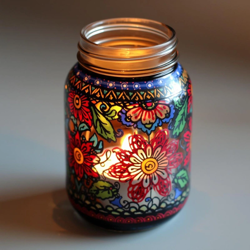 painted glass jar candle holder craft easy crafts to do at home