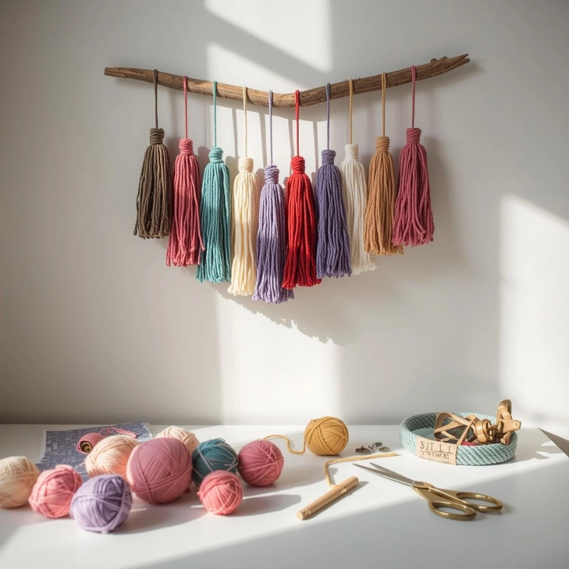 colorful yarn tassel craft decoration easy crafts to do at home