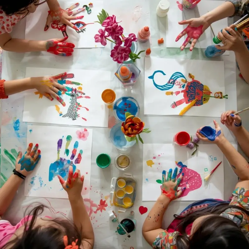 colorful handprint art craft activity for kids