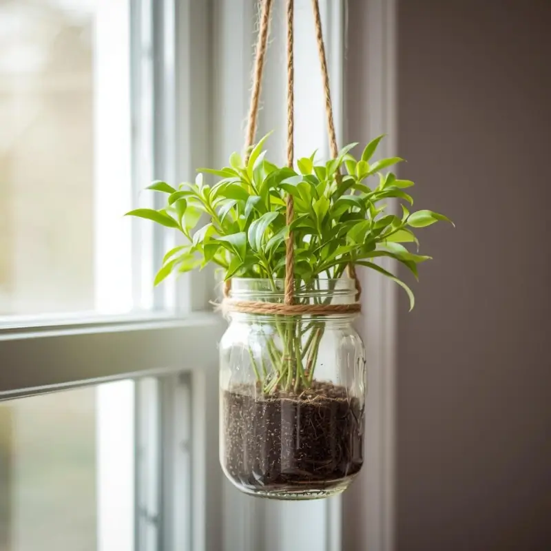 hanging mason jar planter DIY home decor craft