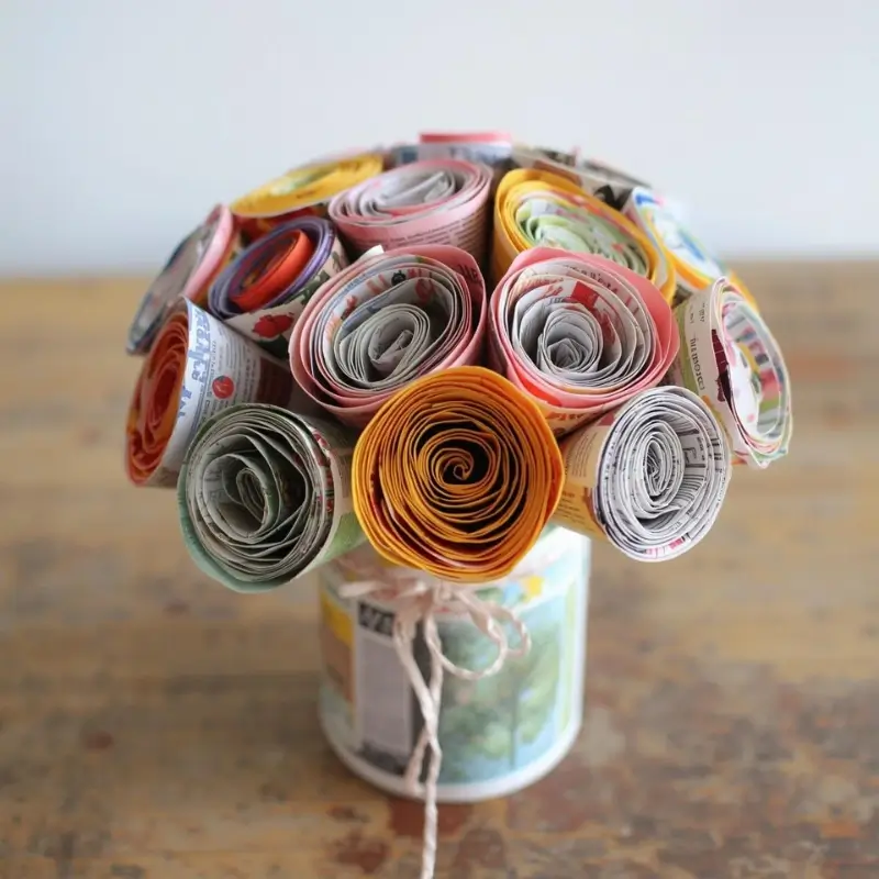 magazine paper flowers recycled craft idea