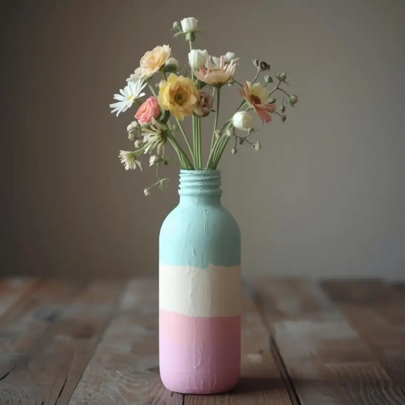 painted bottle flower vase DIY home decor craft