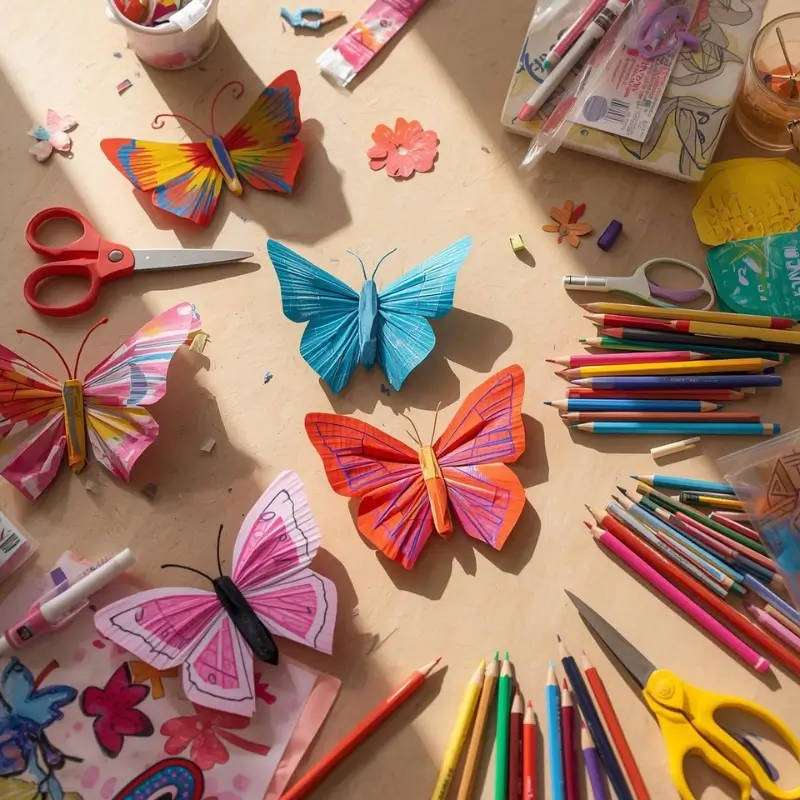 easy paper butterfly craft for kids using colored paper