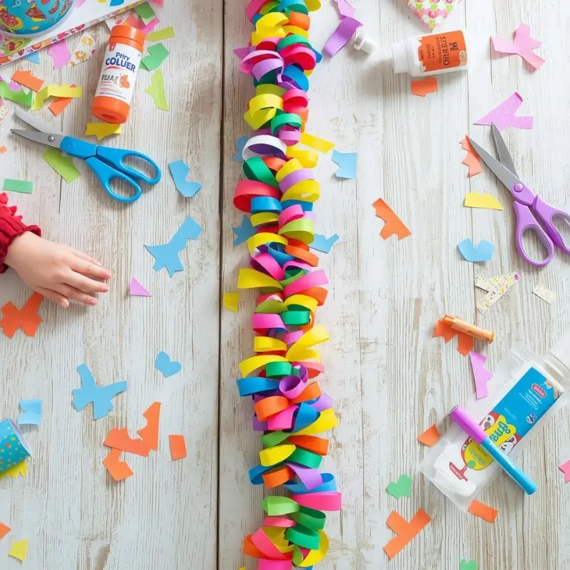 colorful paper chain decoration craft for kids