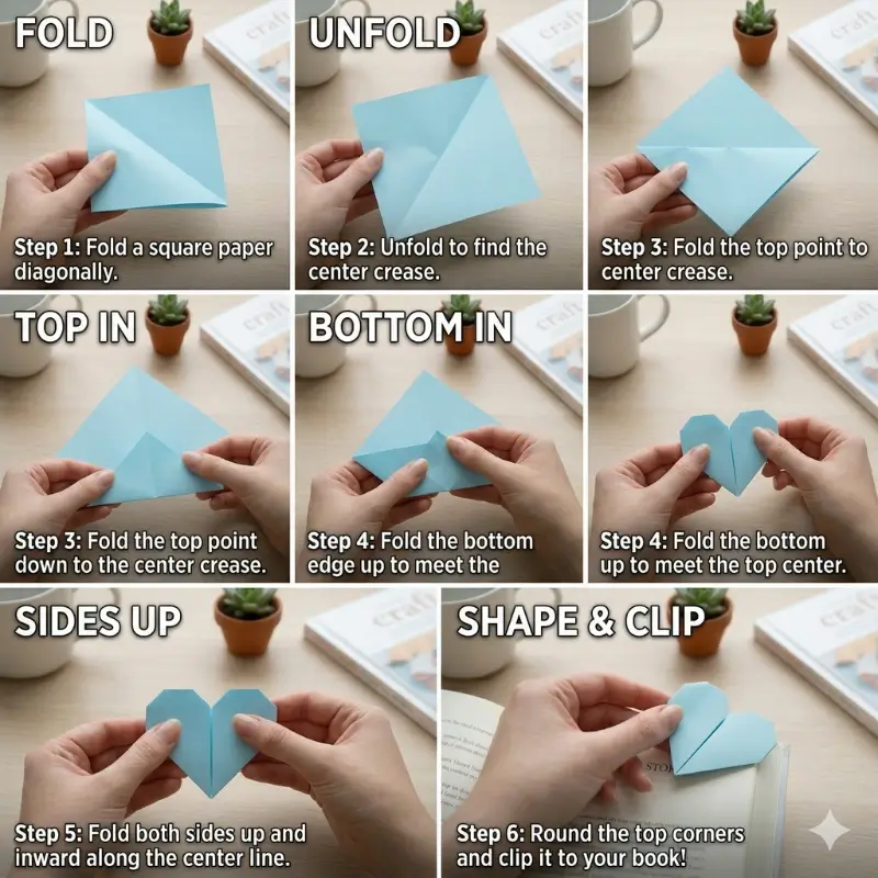 paper heart bookmark easy crafts for lazy days step by step