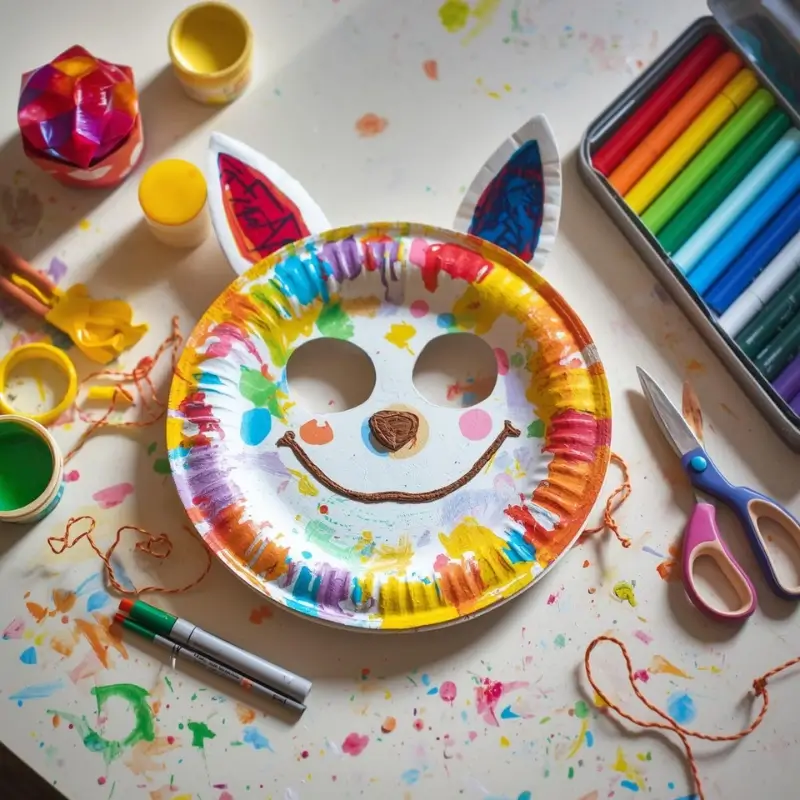 fun paper plate mask craft idea for kids