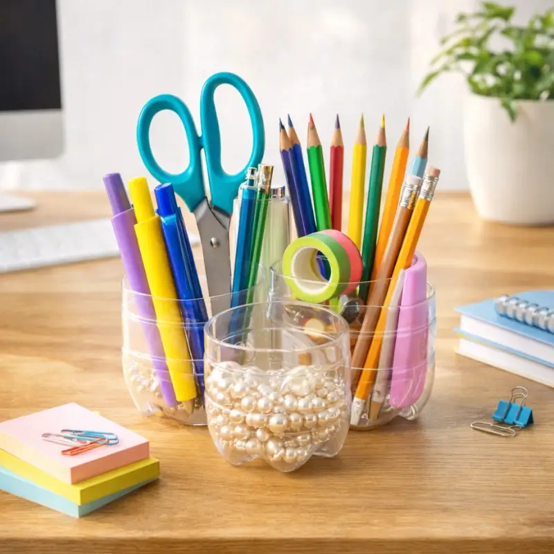 plastic bottle desk organizer DIY craft