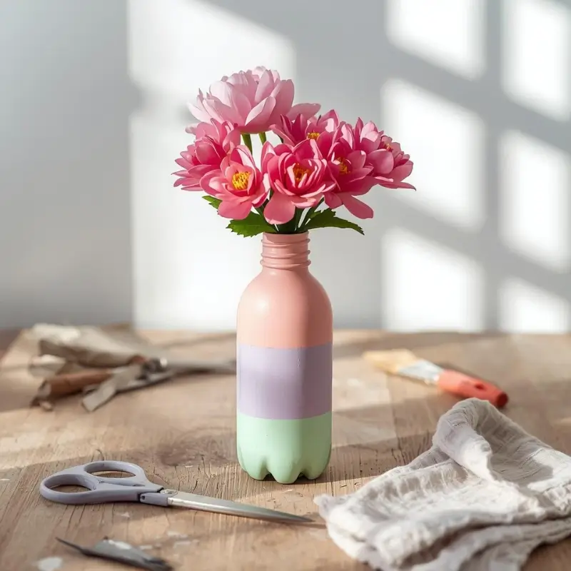 plastic bottle flower vase DIY craft
