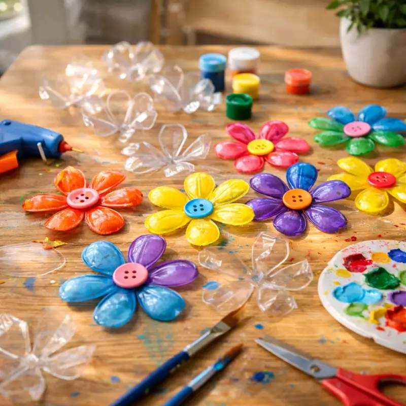 plastic bottle flowers DIY craft