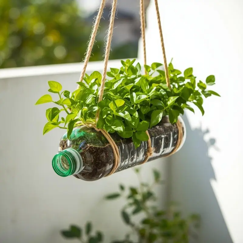 plastic bottle hanging planter DIY craft