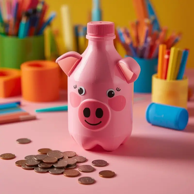 plastic bottle piggy bank craft