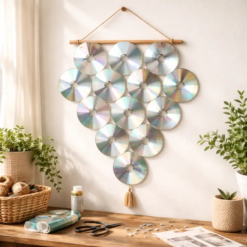 recycled CD wall decoration best out of waste craft