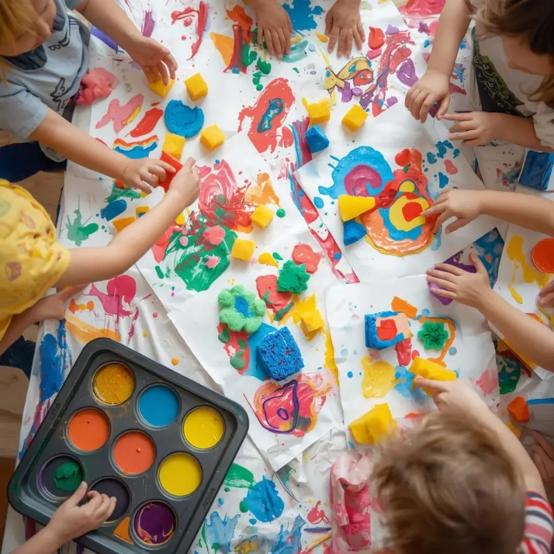 creative sponge painting art activity for kids