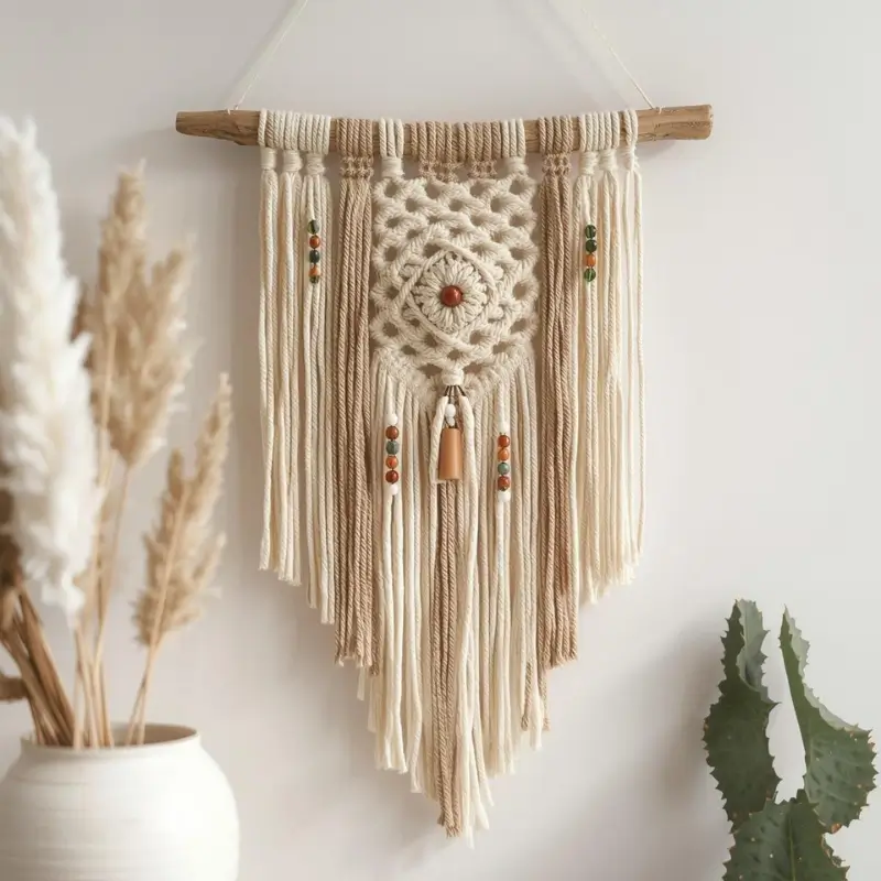 wooden stick wall hanging DIY home decor craft